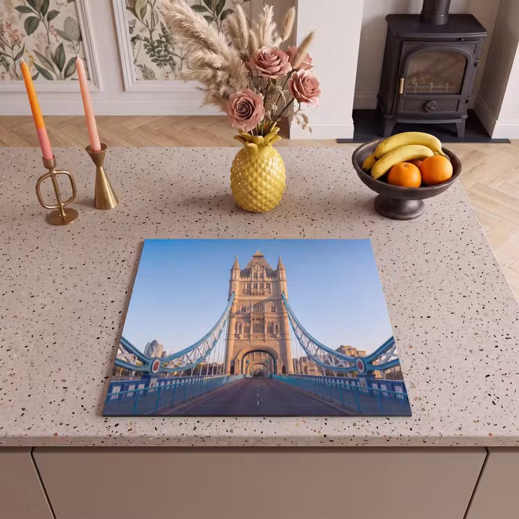 Brug - Toren - Architectuur - Klassiek - Blauw Inductie beschermer vinyl 3mm middel -sfeer3