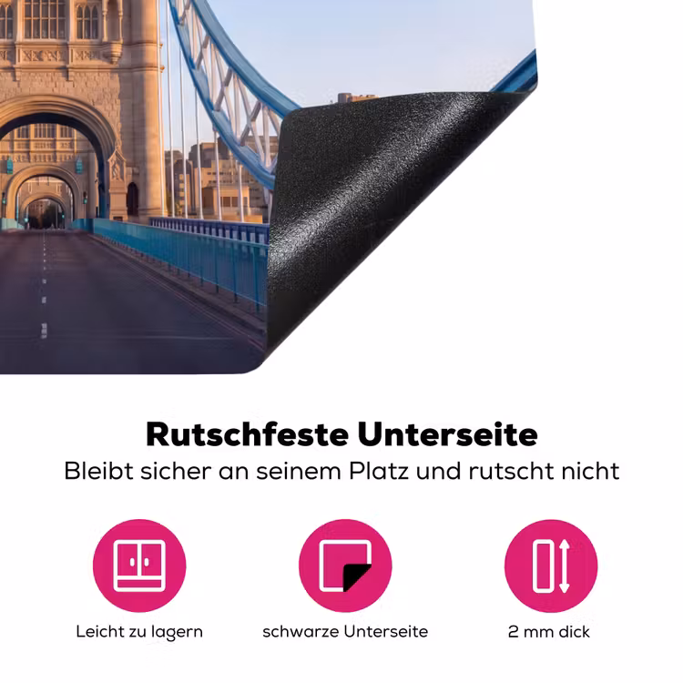 Brug - Toren - Architectuur - Klassiek - Blauw Inductie beschermer vinyl 3mm middel -zzzzzzz-lf-onderkant