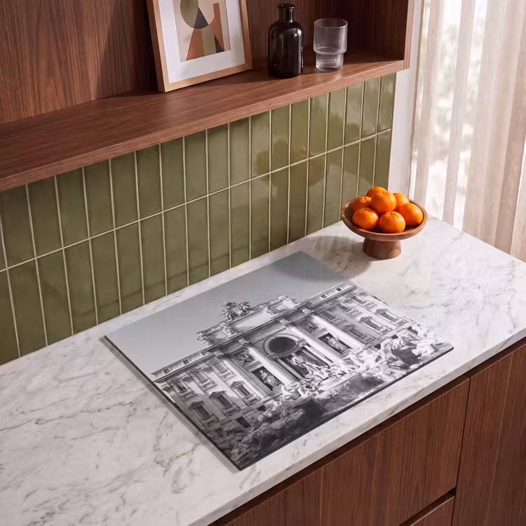 Fontein - Beelden - Architectuur - Zwart-wit Inductie beschermer vinyl 3mm middel -sfeer8