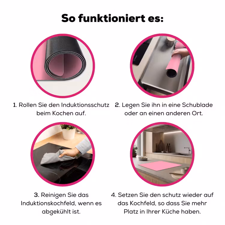 Bubblegum - Pink - Roze Inductie beschermer vinyl 3mm middel 274 -zzzzzzz-lf-werking