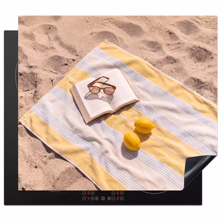 Boek - Zonnebril - Strand - Zomer - Geel Inductie beschermer vinyl 3mm middel -3d