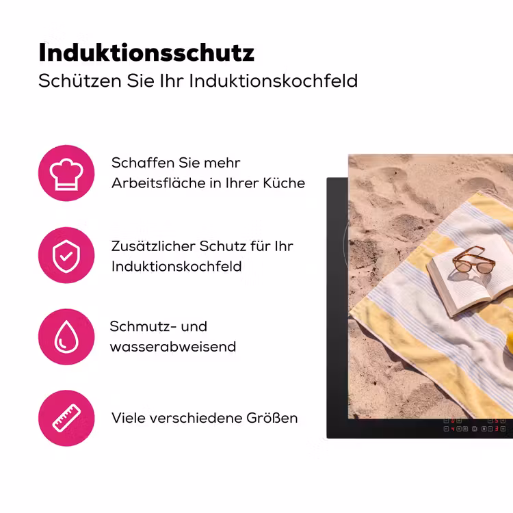 Boek - Zonnebril - Strand - Zomer - Geel Inductie beschermer vinyl 3mm middel -zzzzzzz-lf-ups