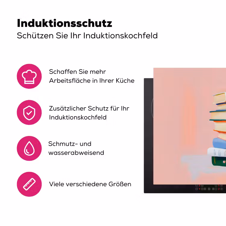 Boeken - Stapel - Kleurrijk Inductie beschermer vinyl 3mm klein -zzzzzzz-lf-ups