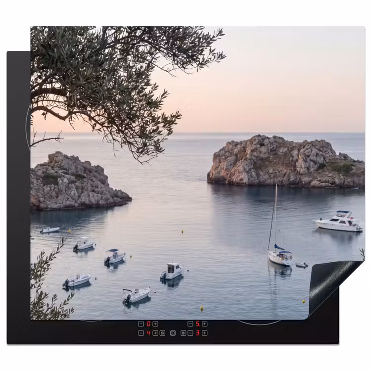Herdabdeckplatte - Bucht – Boote – Sonnenuntergang - Baai - boten - zonsondergang Inductie beschermer vinyl 3mm middel