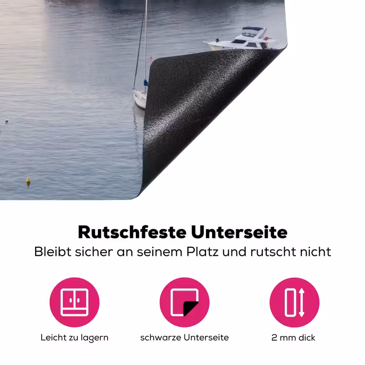 Herdabdeckplatte - Bucht – Boote – Sonnenuntergang - Baai - boten - zonsondergang Inductie beschermer vinyl 3mm middel