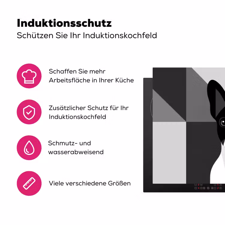 Buldog - Zwart - Abstract - Vlakken Inductie beschermer vinyl 3mm klein -zzzzzzz-lf-ups