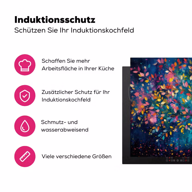 Kleurrijk - Boom - Magisch - Abstract Inductie beschermer vinyl 3mm klein -zzzzzzz-lf-ups