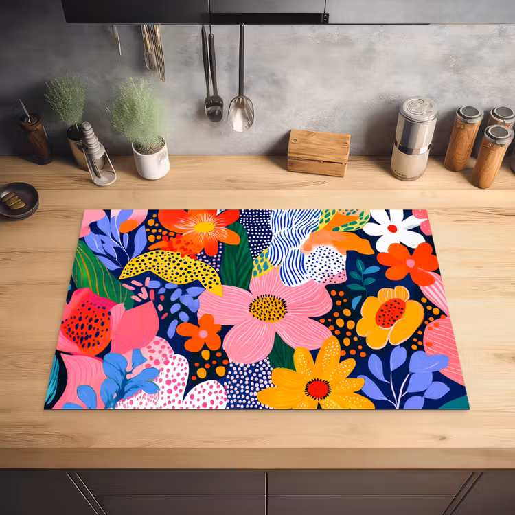 Kleurrijk - Bloemen - Abstract - Stippen Inductie beschermer vinyl 3mm klein -sfeer5