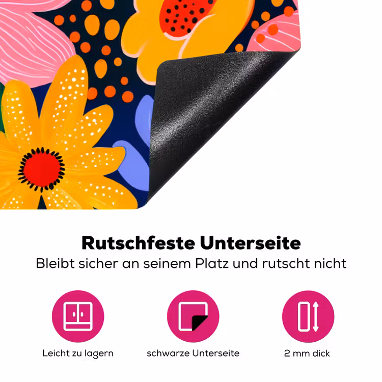 Kleurrijk - Bloemen - Abstract - Stippen Inductie beschermer vinyl 3mm klein -zzzzzzz-lf-onderkant