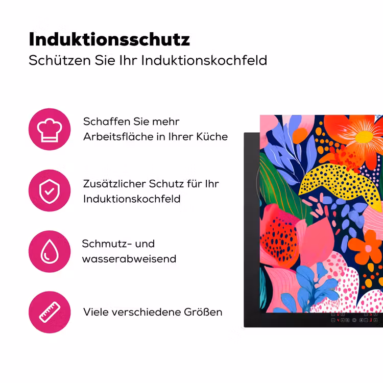 Kleurrijk - Bloemen - Abstract - Stippen Inductie beschermer vinyl 3mm klein -zzzzzzz-lf-ups