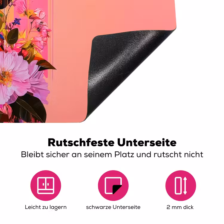 Kleurrijk - Bloemen - Vrouw - Zon Inductie beschermer vinyl 3mm klein -zzzzzzz-lf-onderkant