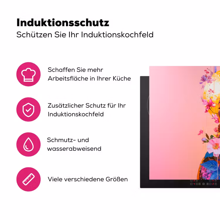 Kleurrijk - Bloemen - Vrouw - Zon Inductie beschermer vinyl 3mm klein -zzzzzzz-lf-ups