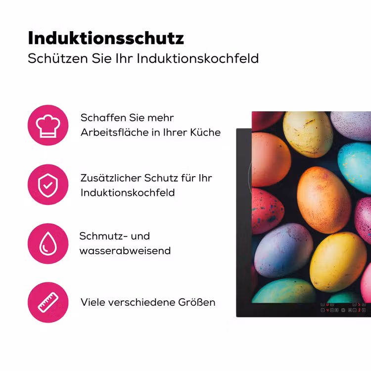 Kleurrijk - Paaseitjes - Spetters Inductie beschermer vinyl 3mm klein -zzzzzzz-lf-ups