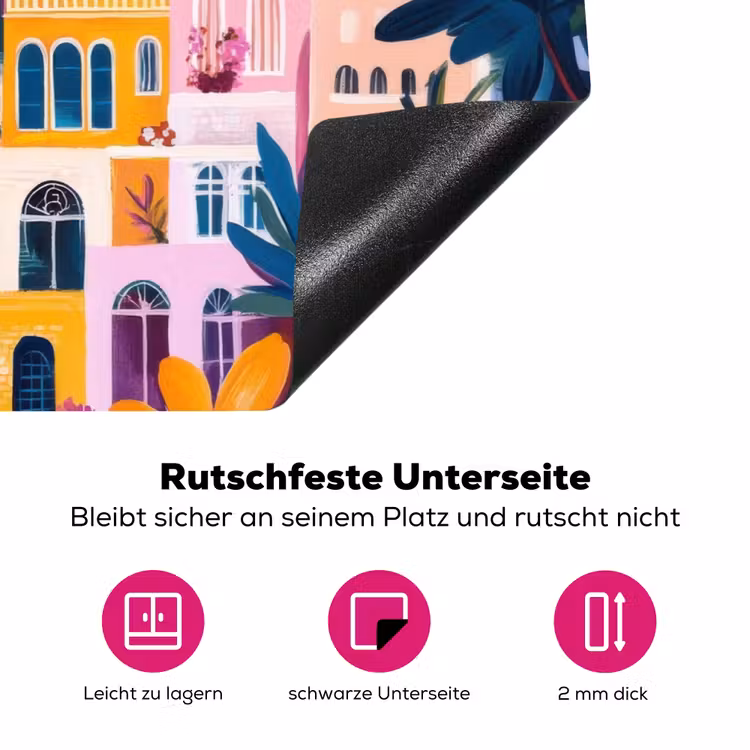 Kleurrijk - Roze - Oranje - Geel - Bloemen Inductie beschermer vinyl 3mm klein -zzzzzzz-lf-onderkant
