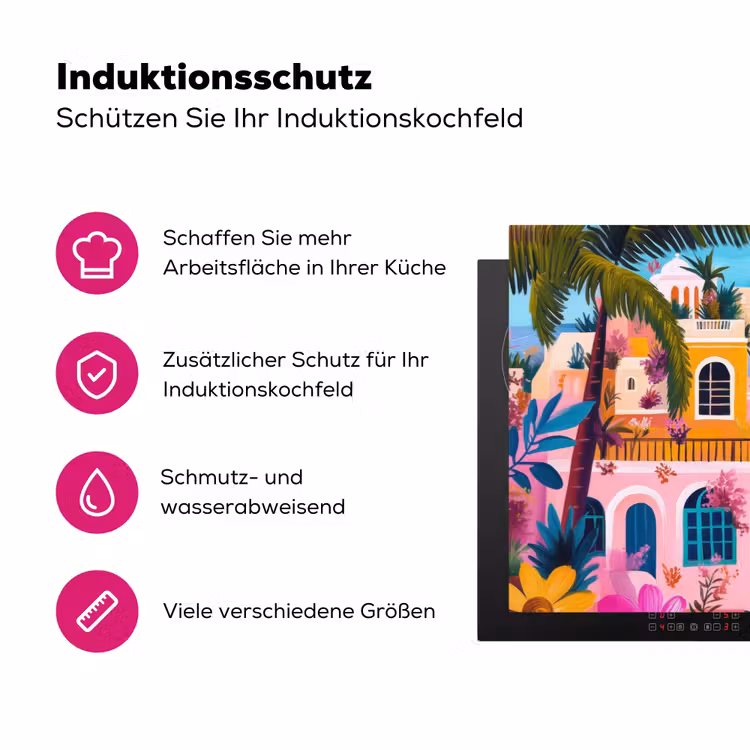 Kleurrijk - Roze - Oranje - Geel - Bloemen Inductie beschermer vinyl 3mm klein -zzzzzzz-lf-ups