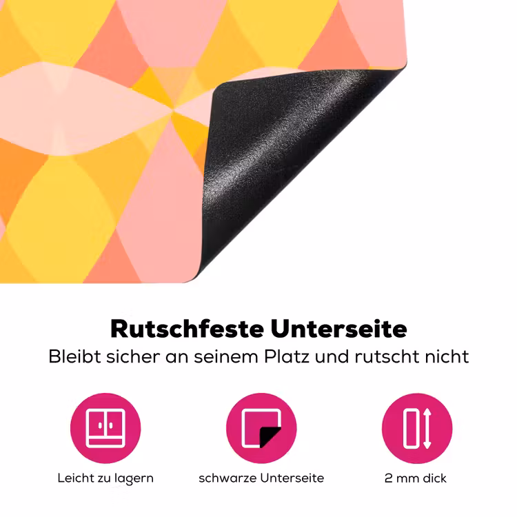 Kleurrijk - Ruitpatroon - Bladvormen Inductie beschermer vinyl 3mm klein 276 -zzzzzzz-lf-onderkant
