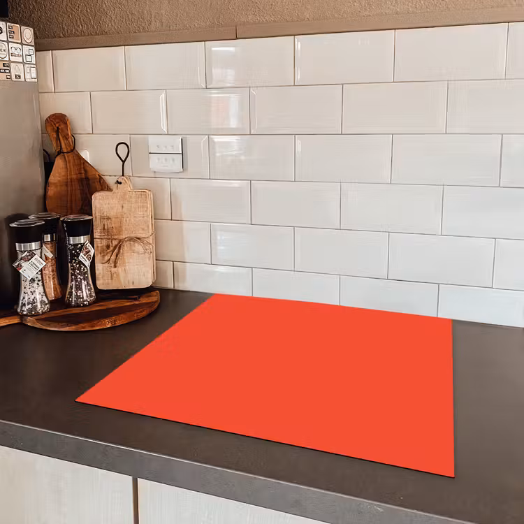 Burnt - Coral - Oranje Inductie beschermer vinyl 3mm middel 274 -sfeer3