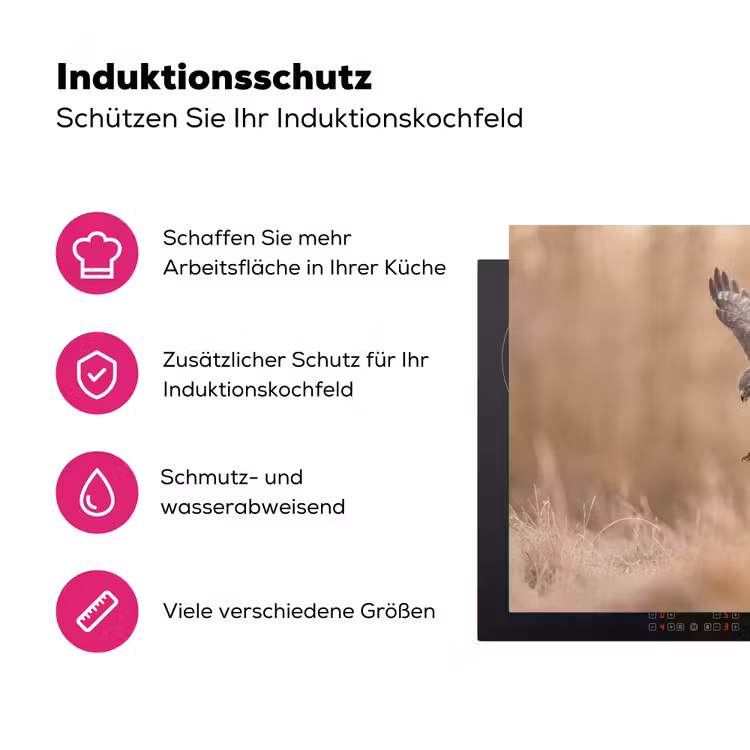 Buizerd - Roofvogel - Natuur - Bruin Inductie beschermer vinyl 3mm klein -zzzzzzz-lf-ups