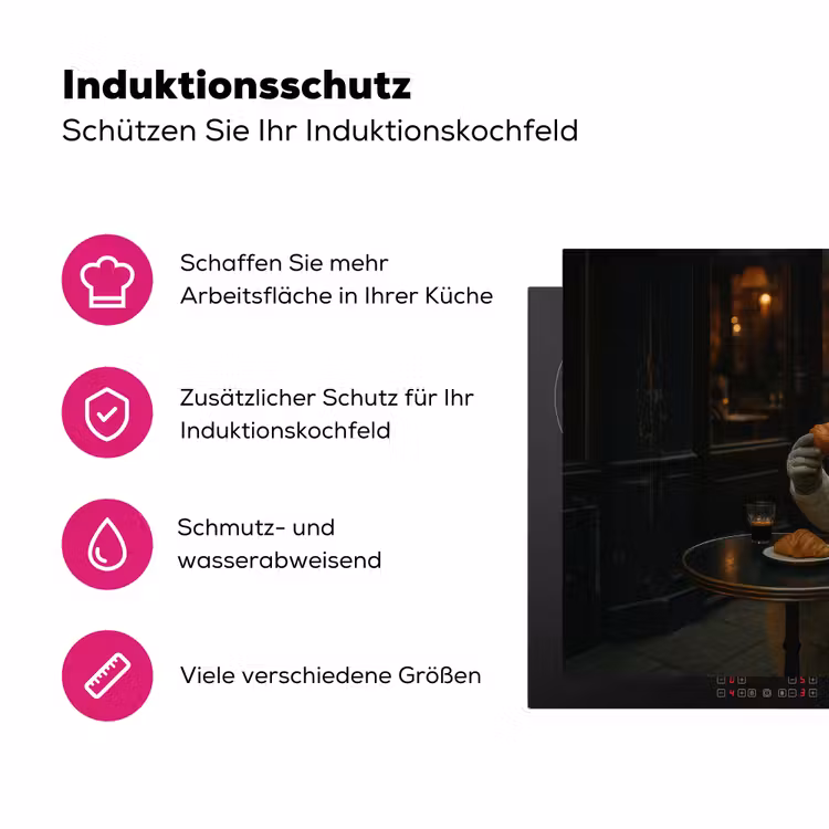 Café - Croissant - Koffie - Astronaut Inductie beschermer vinyl 3mm klein -zzzzzzz-lf-ups