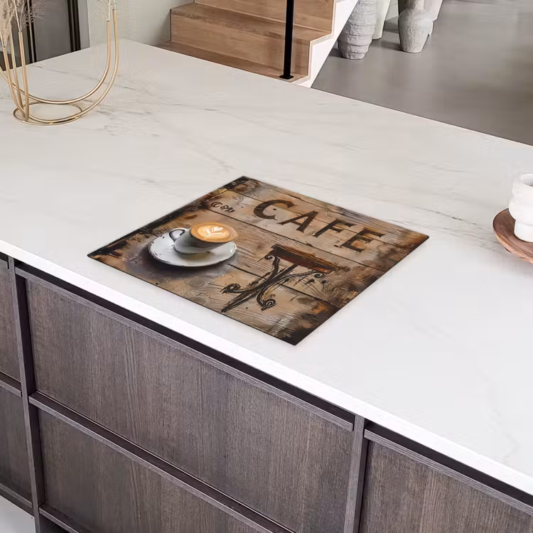 Cafe - Hout - Koffie - Planken Inductie beschermer vinyl 3mm middel -sfeer8