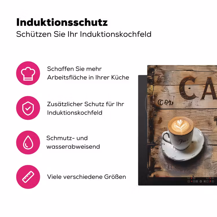 Cafe - Hout - Koffie - Planken Inductie beschermer vinyl 3mm middel -zzzzzzz-lf-ups