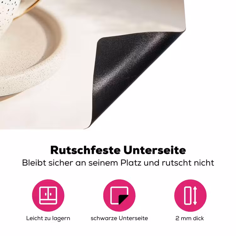 Cappuccino - Schuim - Schotel - Beige Inductie beschermer vinyl 3mm klein -zzzzzzz-lf-onderkant