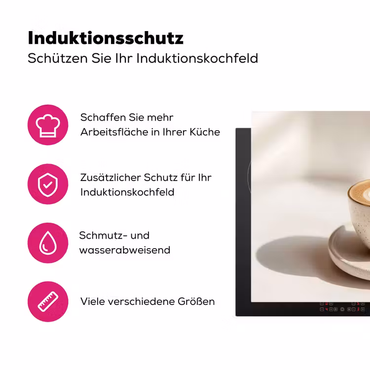 Cappuccino - Schuim - Schotel - Beige Inductie beschermer vinyl 3mm klein -zzzzzzz-lf-ups