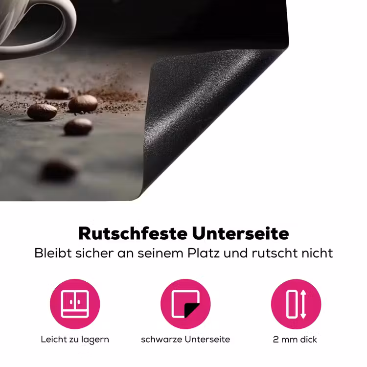 Cappuccino - Kop - Bonen - Bruin Inductie beschermer vinyl 3mm klein -zzzzzzz-lf-onderkant