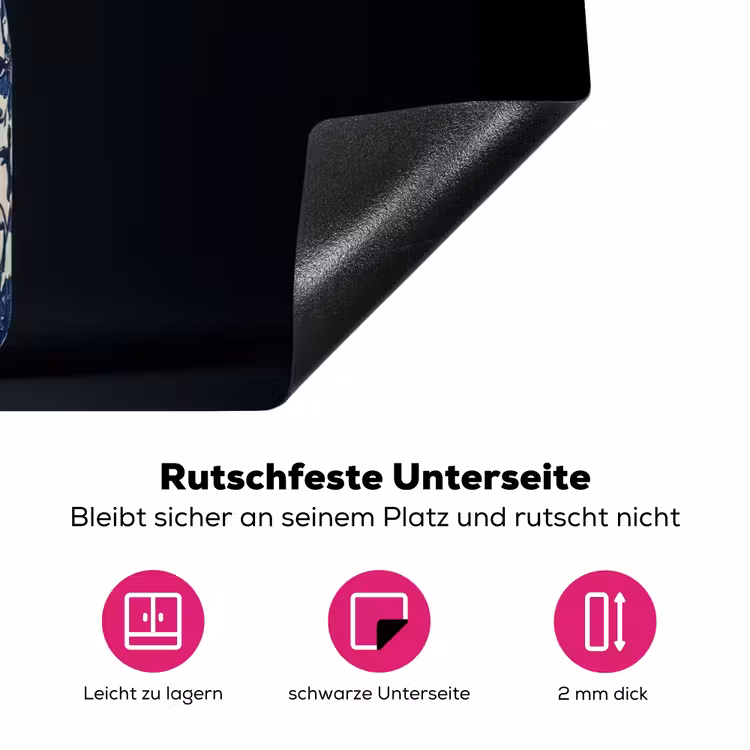 Champagne - Bloemen - Goud - Chique Inductie beschermer vinyl 3mm klein -zzzzzzz-lf-onderkant