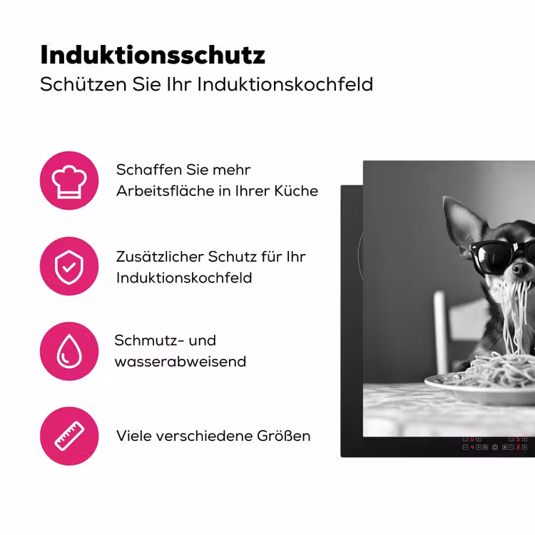 Chihuahua - Hond - Zonnebril - Humoristisch - Zwart - Wit - Spaghetti Inductie beschermer vinyl 3mm middel -zzzzzzz-lf-ups