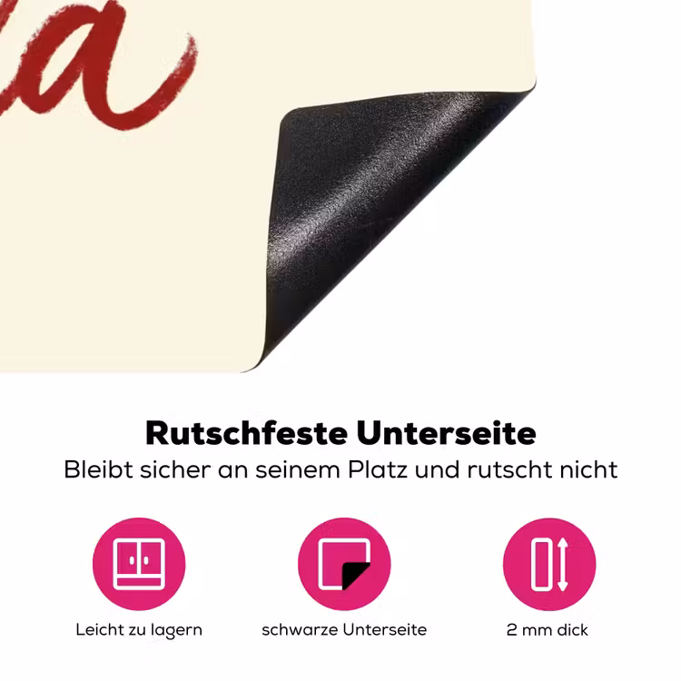 Ciao bella - Rood - Wit - Minimalistisch Inductie beschermer vinyl 3mm klein -zzzzzzz-lf-onderkant