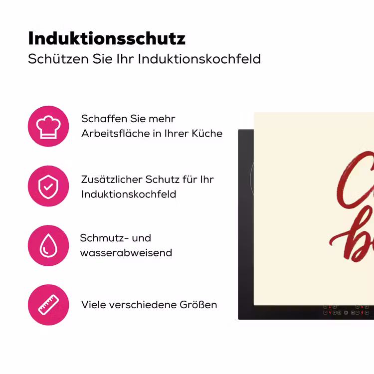 Ciao bella - Rood - Wit - Minimalistisch Inductie beschermer vinyl 3mm klein -zzzzzzz-lf-ups