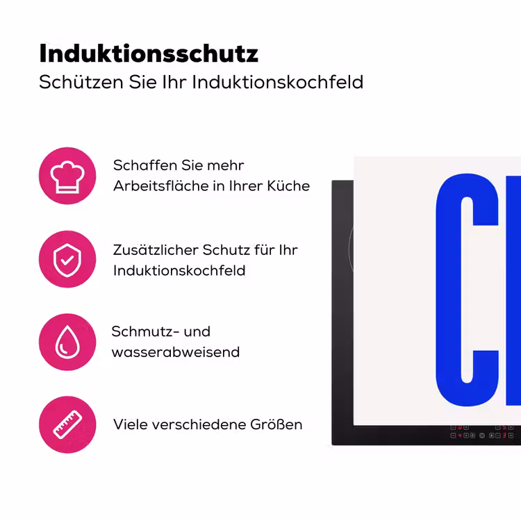 Ciao - Hoofdletters - Blauw - Minimalistisch Inductie beschermer vinyl 3mm klein -zzzzzzz-lf-ups