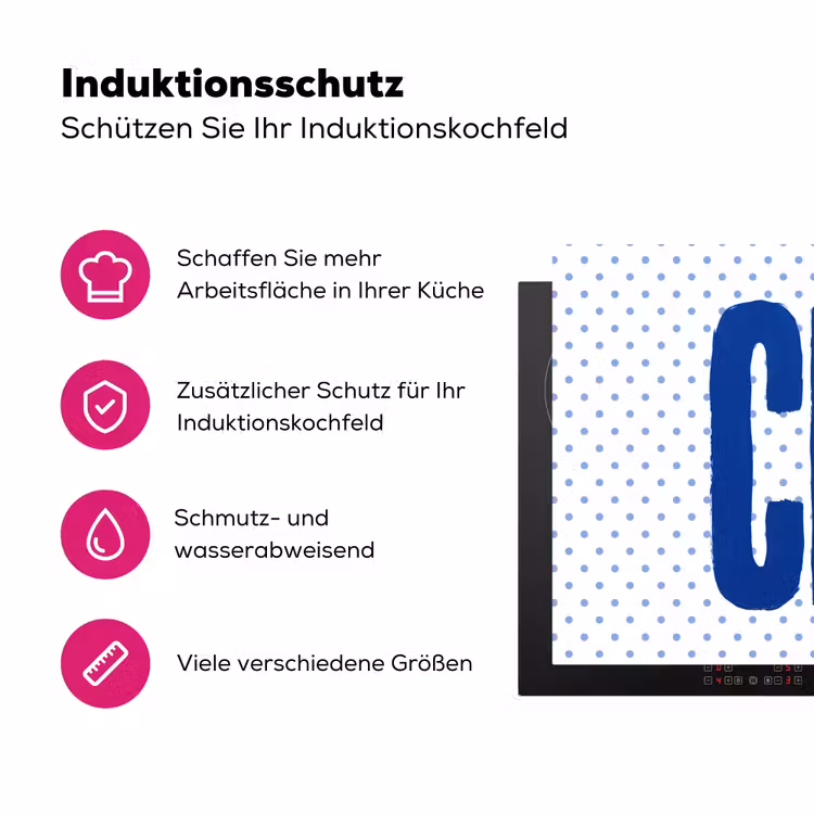 Ciao - Stippen - Roze - Wit Inductie beschermer vinyl 3mm klein -zzzzzzz-lf-ups