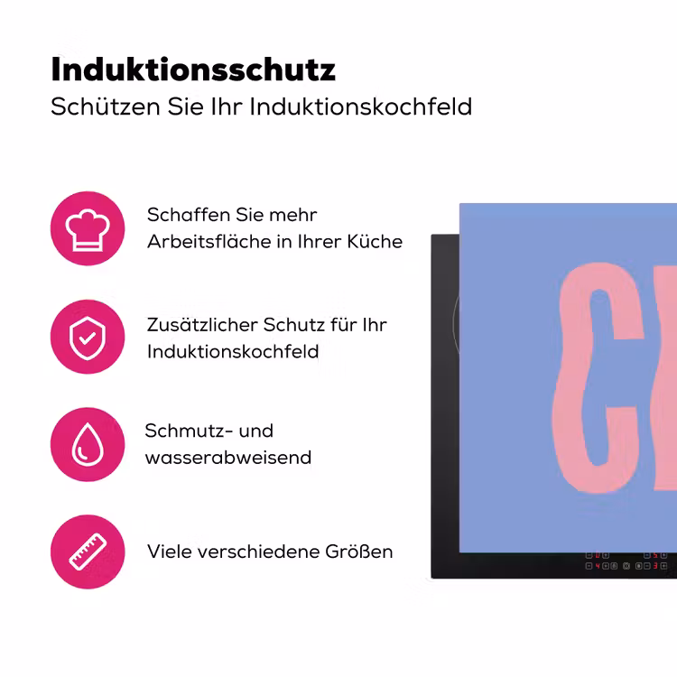 Ciao - Roze - Blauw - Golvend Inductie beschermer vinyl 3mm klein -zzzzzzz-lf-ups
