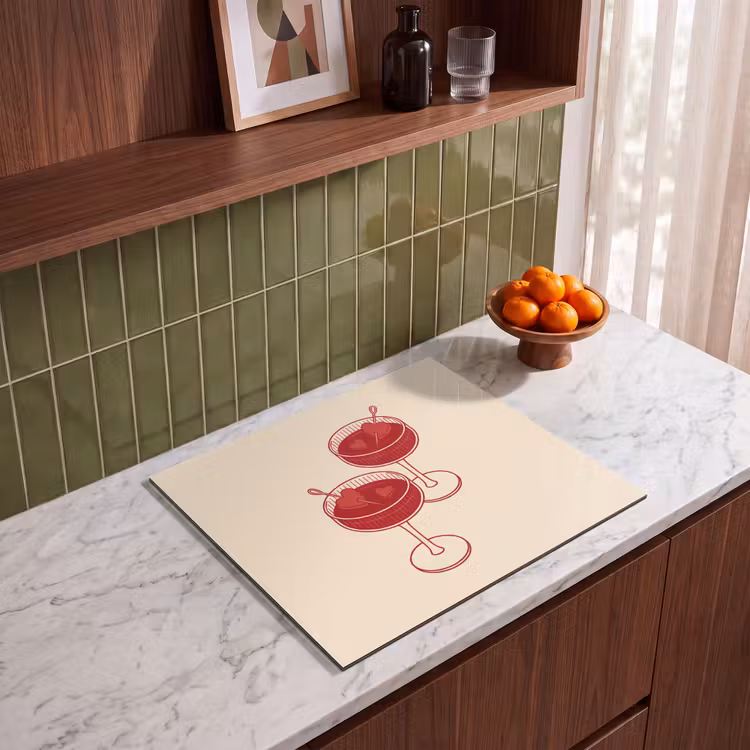 Cocktail - Hartjes - Liefde - Illustratie - Rood Inductie beschermer vinyl 3mm middel -sfeer8
