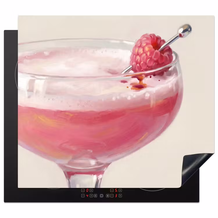 Cocktail - Framboos - Drank - Modern - Roze Inductie beschermer vinyl 3mm middel -3d