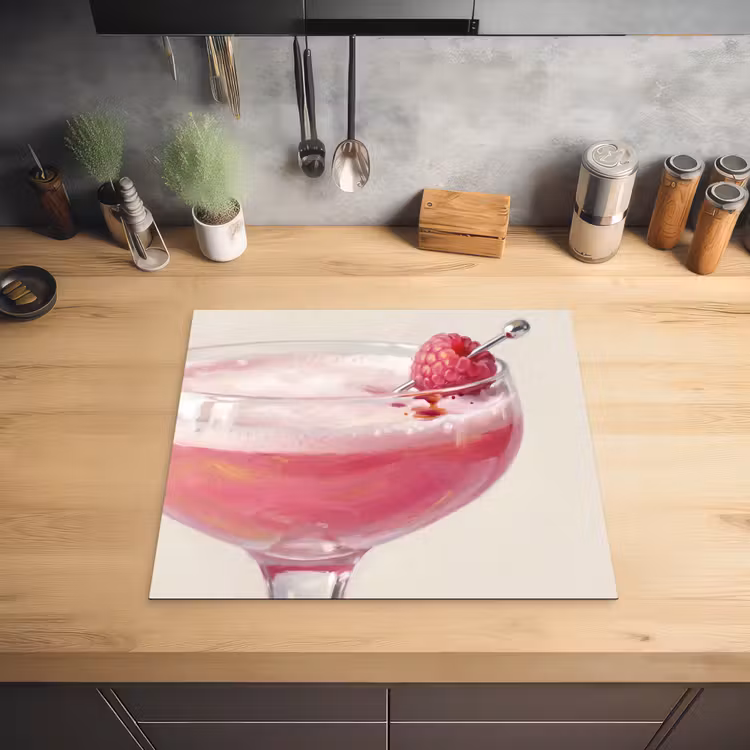 Cocktail - Framboos - Drank - Modern - Roze Inductie beschermer vinyl 3mm middel -sfeer5