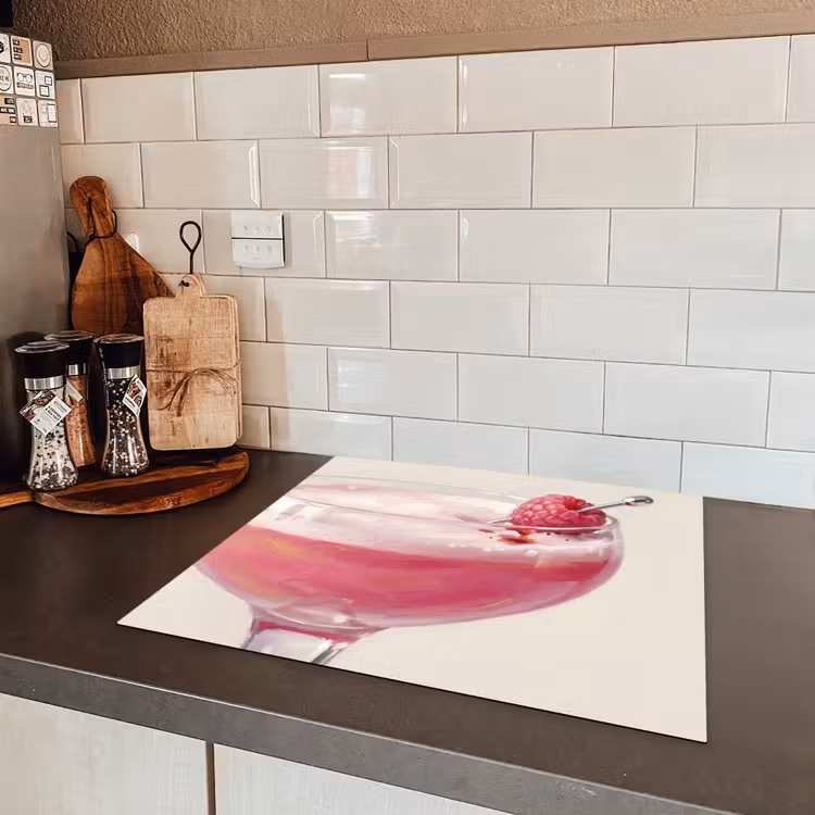 Cocktail - Framboos - Drank - Modern - Roze Inductie beschermer vinyl 3mm middel -sfeer3