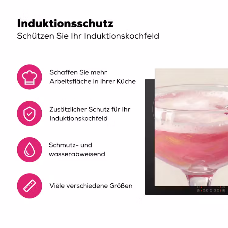 Cocktail - Framboos - Drank - Modern - Roze Inductie beschermer vinyl 3mm middel -zzzzzzz-lf-ups