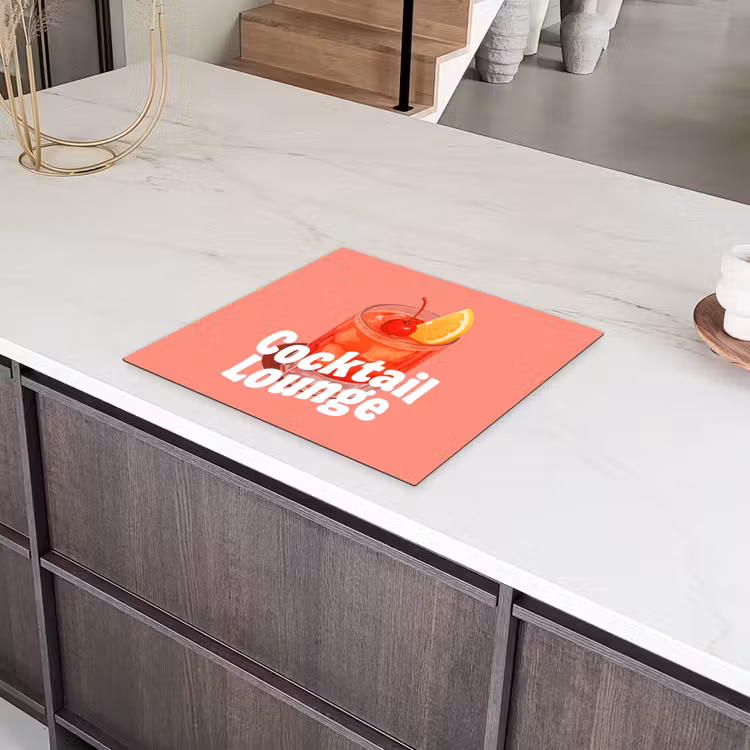 Cocktail Lounge - Glas - Koraal Inductie beschermer vinyl 3mm middel -sfeer8