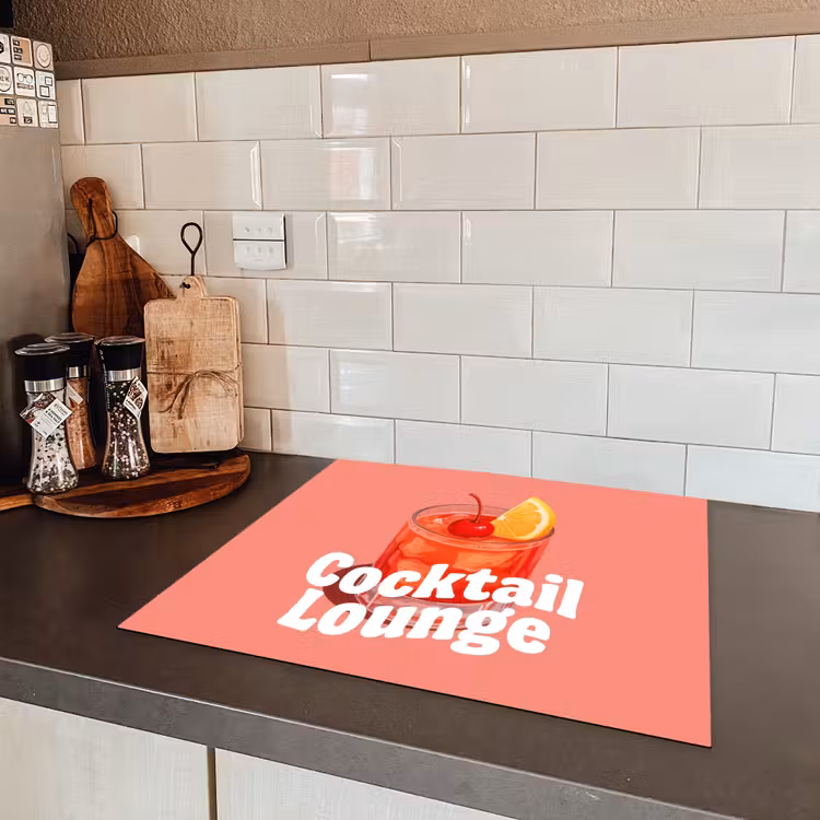 Cocktail Lounge - Glas - Koraal Inductie beschermer vinyl 3mm middel -sfeer3