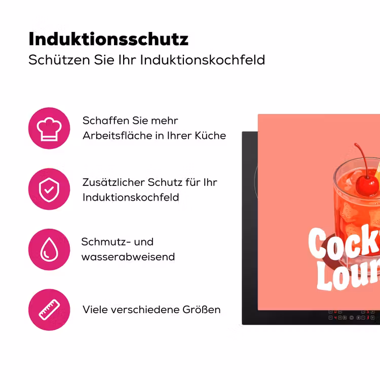 Cocktail Lounge - Glas - Koraal Inductie beschermer vinyl 3mm middel -zzzzzzz-lf-ups