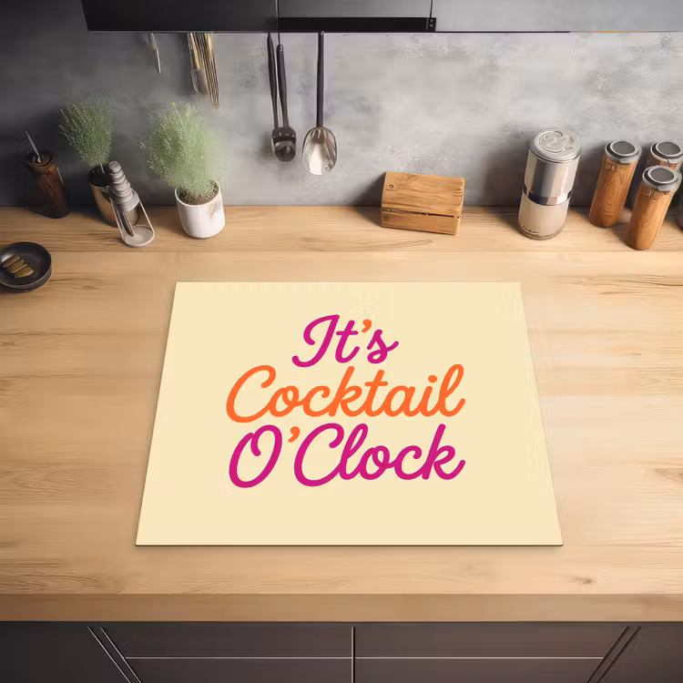 Cocktail O'Clock - Geel - Retro Inductie beschermer vinyl 3mm middel -sfeer5