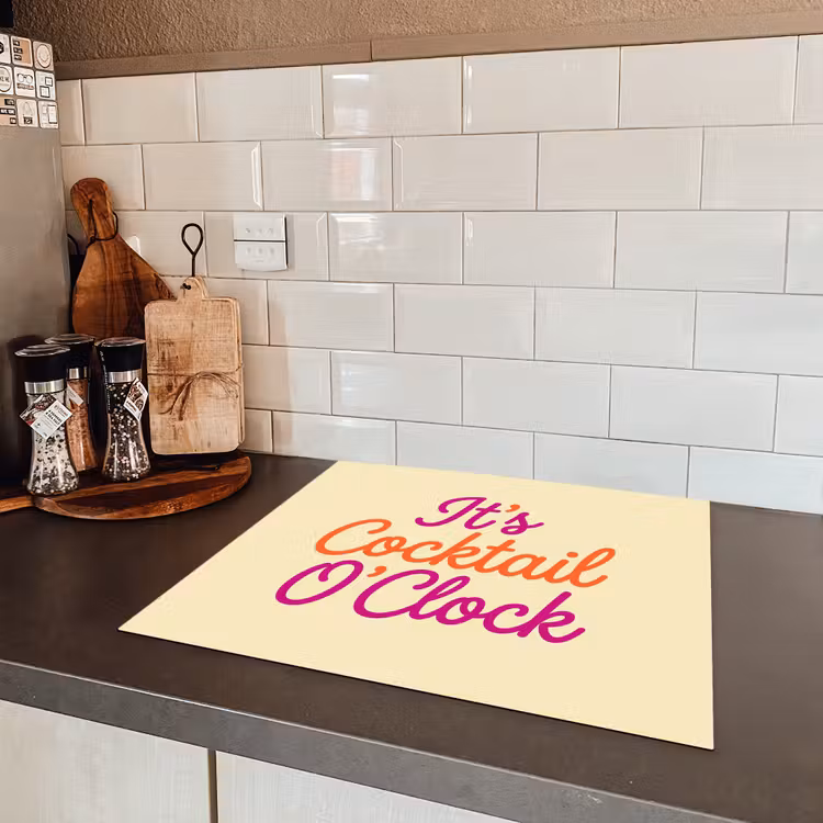 Cocktail O'Clock - Geel - Retro Inductie beschermer vinyl 3mm middel -sfeer3