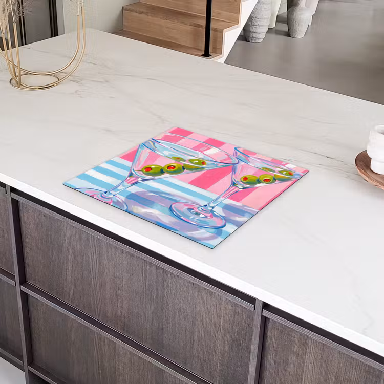 Cocktail - Olijven - Kunst - Modern - Roze Inductie beschermer vinyl 3mm middel -sfeer8