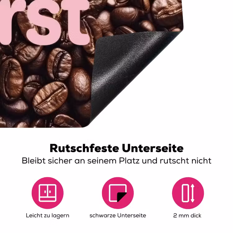 Coffee First - Koffiebonen - Roze Inductie beschermer vinyl 3mm middel -zzzzzzz-lf-onderkant