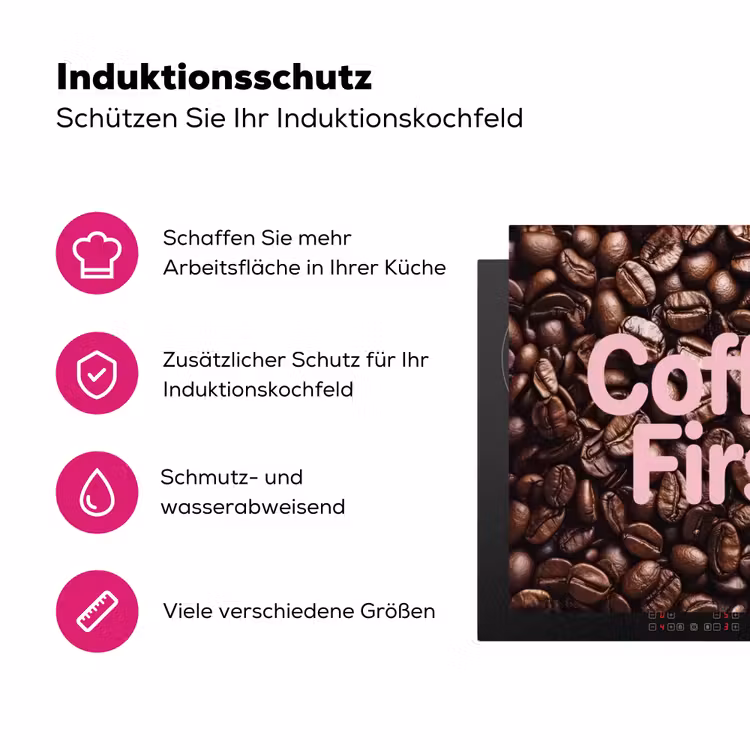 Coffee First - Koffiebonen - Roze Inductie beschermer vinyl 3mm middel -zzzzzzz-lf-ups