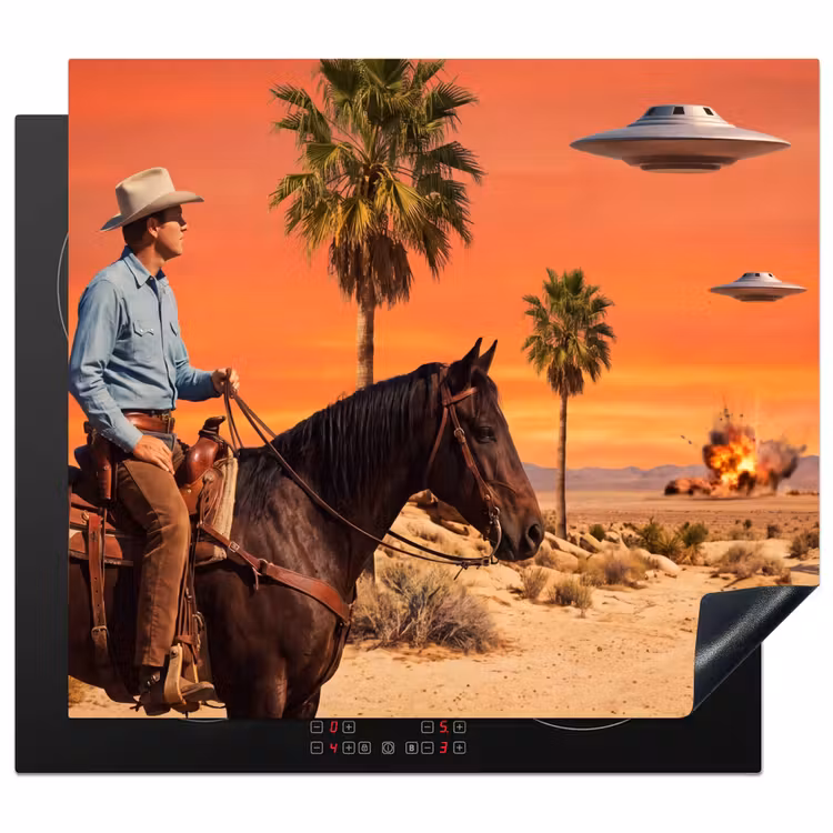 Herdabdeckplatte - Cowboy – Pferd – Wüste - Cowboy - Paard - Woestijn Inductie beschermer vinyl 3mm middel