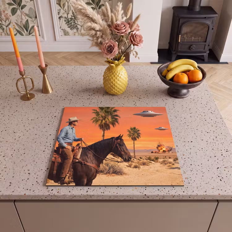 Herdabdeckplatte - Cowboy – Pferd – Wüste - Cowboy - Paard - Woestijn Inductie beschermer vinyl 3mm middel